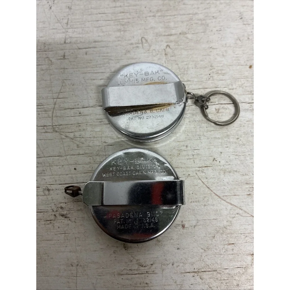 Lot Of 2 Vintage Key-Bak Retractable Key Chain Reel West Coast Chain Mfg Working